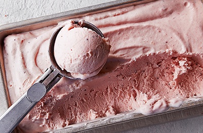 Cheat's strawberry & clotted cream ice cream