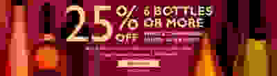 25% off 6 bottles or more wine & champagne priced £6 or over