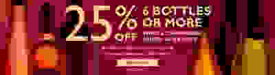 25% off 6 bottles or more wine & champagne priced £6 or over