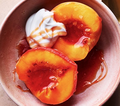 Cider & maple poached peaches
