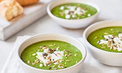 Image of Spinach and watercress soup with feta