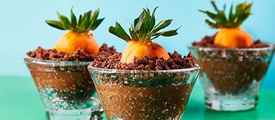 Chocolate and strawberry carrot patch pots
