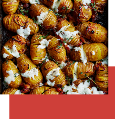 Cheese & bacon Hasselback potato bake