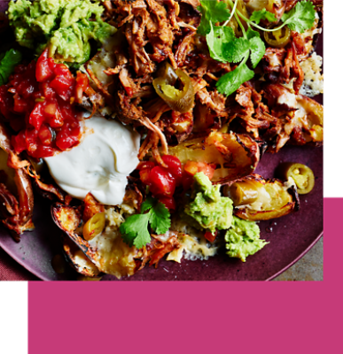Pulled  pork loaded potato skin 'nachos'