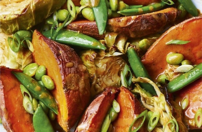 Here’s a midweek supper packed with vibrant veggies. Add some diced tofu to dial up the protein.
