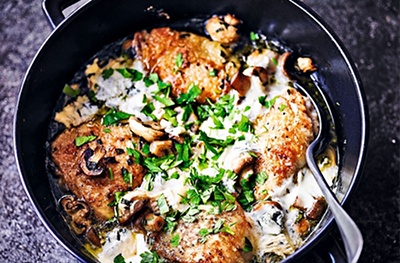 Baked chicken with mushrooms & Gorgonzola