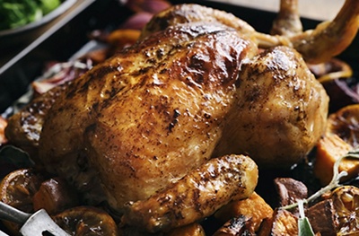 The rich, umami   flavours of black garlic give incredible depth of   avour to this otherwise simple roast chicken. Use chicken thighs or legs if you’d rather – cook according to pack instructions and dot with the butter 5 minutes before the end of cooking time.