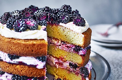 Blackberry cake with marshmallow frosting