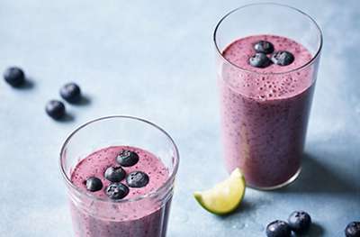 Blueberry and lime kefir smoothie