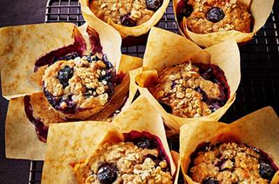 Blueberry, banana & oat muffins