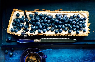 Blueberry, maple and pecan tart