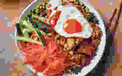 Korean-style grain & mushroom bowl