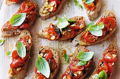 Bruschetta with slow roasted tomatoes