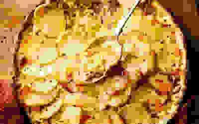 Leek and stilton potato dauphinoise