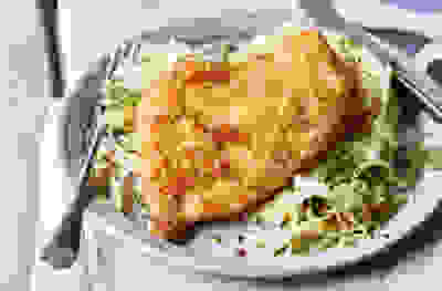 Dinner and lunch: crispy chicken schnitzel + katsu-style sandwich