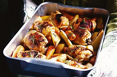 Chicken Tray Roast with Honeyed Root Vegetables