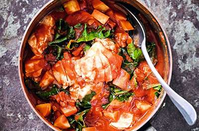 Cod, parsnip & kale stew