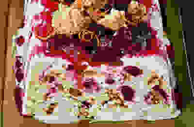 Cranberry & amaretti semifreddo