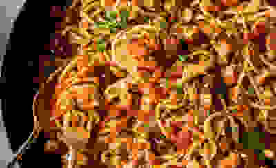 Fresh tuna puttanesca pasta