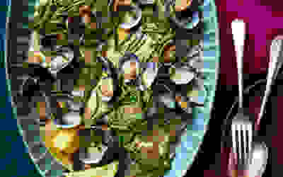 Cider steamed dover sole and clams