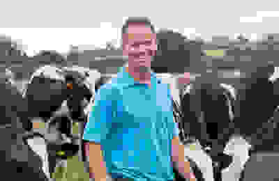 farmer with cow