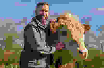 farmer with cow