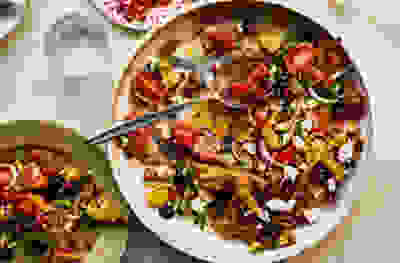 Fattoush-style salad with feta