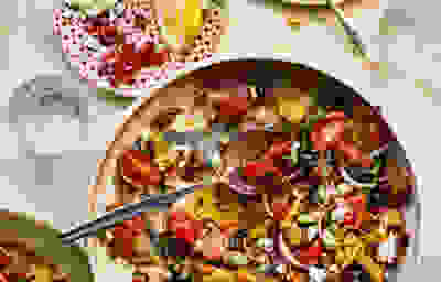 Fattoush-style salad with feta