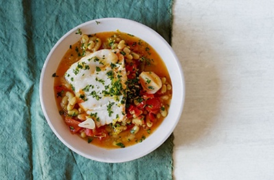 Flageolet stew with cod and gremolata