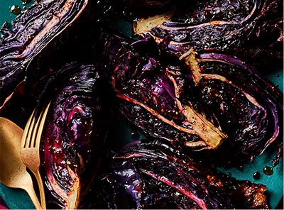 Roast red cabbage with redcurrant dressing