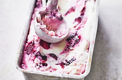 Mascarpone & cherry ripple ice cream