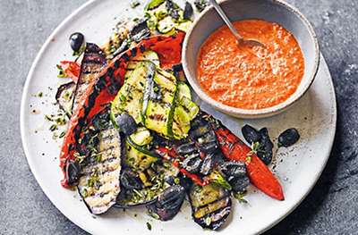 Mediterranean vegetables with red mojo sauce