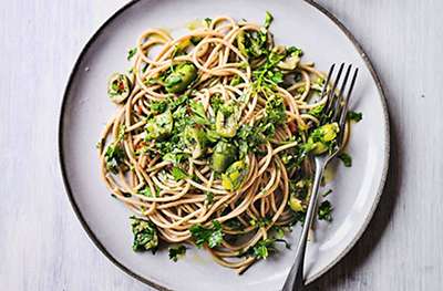 Nocellara olive gremolata spaghetti