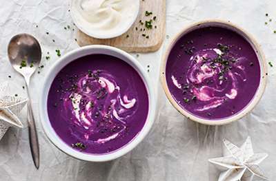 Red cabbage & caraway soup with horseradish