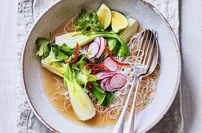Rice noodle beef broth