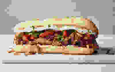 Roast lamb & baba ganoush focaccia