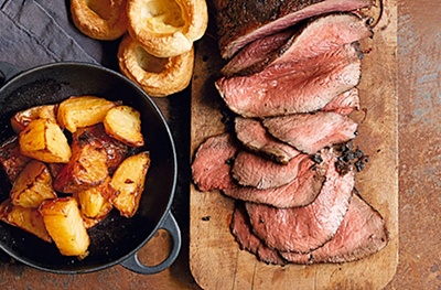 Roast topside of beef with Yorkshire puddings