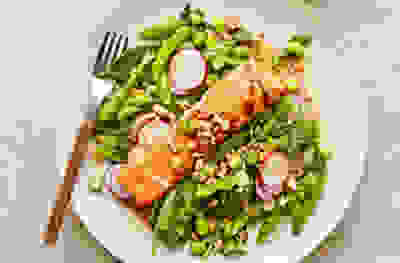 Salmon salad with citrus-miso dressing