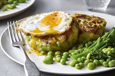 Sausage Colcannon Cakes with Fried Eggs