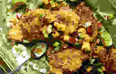 Citrus chicken schnitzels with mango salsa