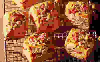 Rhubarb crumble scones