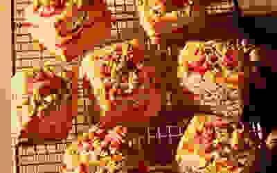 Rhubarb crumble scones