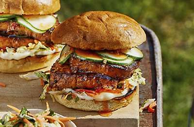 Soy tofu burgers with Chinese leaf slaw