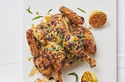 Spatchcock chicken with tarragon & lemon butter