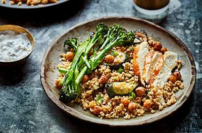 Spiced chickpeas and bulgur with preserved lemon dressing