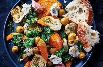 Squash & chorizo olive roast