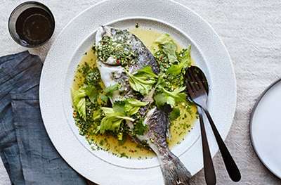 Steamed sea bream with chilli, lime and lemon grass