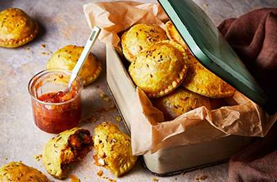 Sweet potato, butternut squash, spinach and feta hand pies