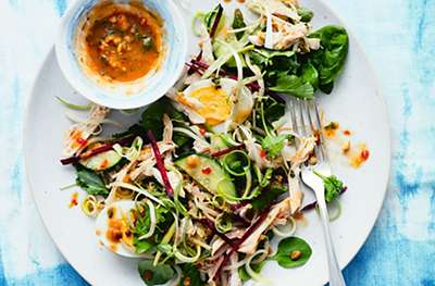 Thai chicken salad with peanut dressing
