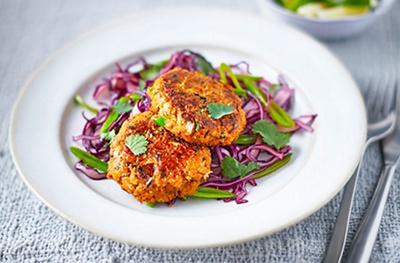 Thai crab cakes with spring slaw